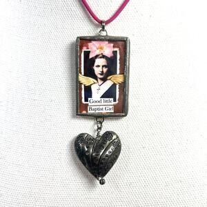 Good Little Baptist Girl No Fun Allowed Statement Pendant Necklace Handmade Art